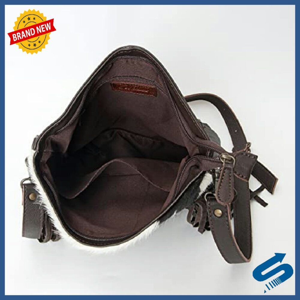 Genuine Leather Crossbody Bag with Adjustable Strap & Multiple Pockets - Picture 6 of 7